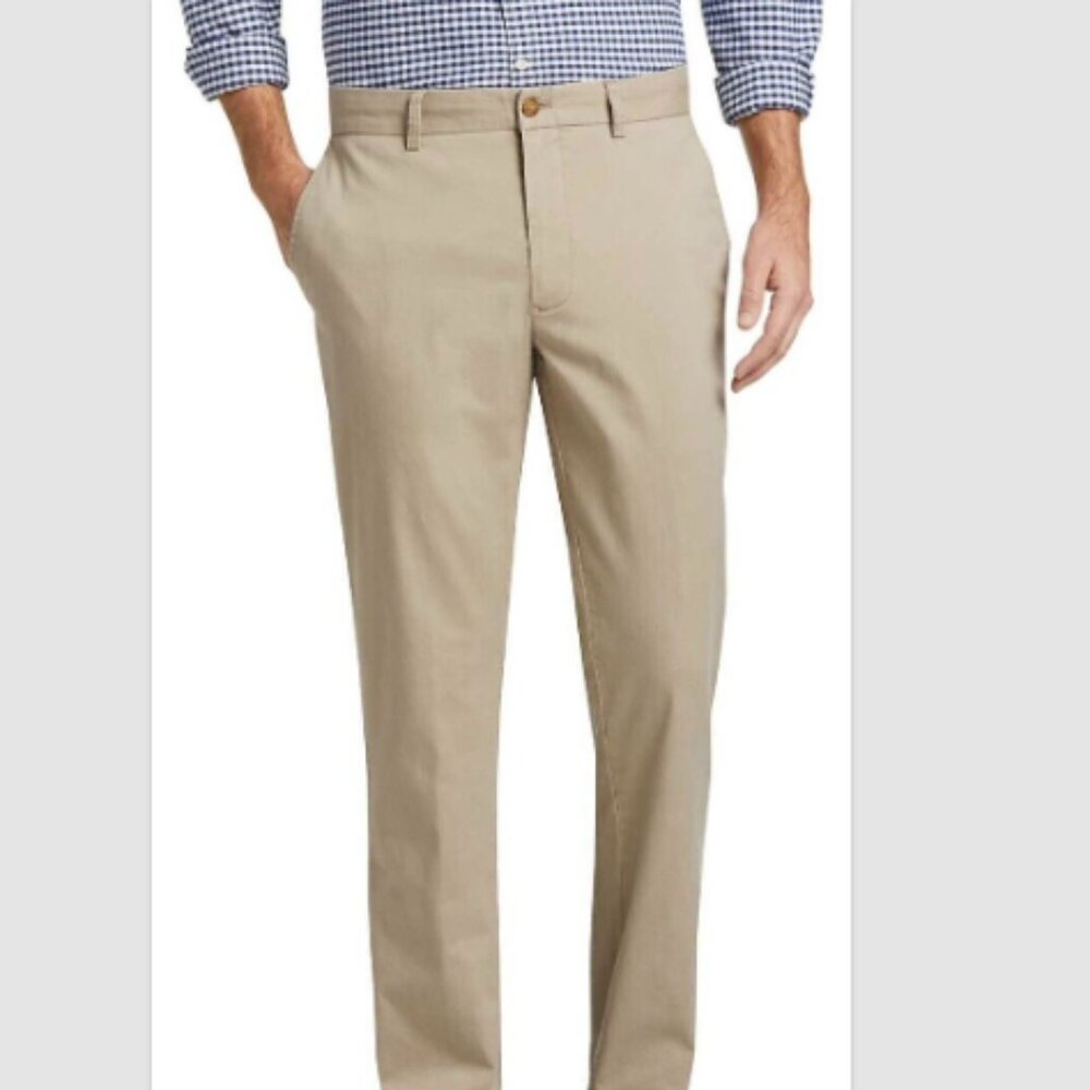 Jos. A.Bank 1905 Collection Slim Fit Flat Front Chino Pants Colour: Light tan